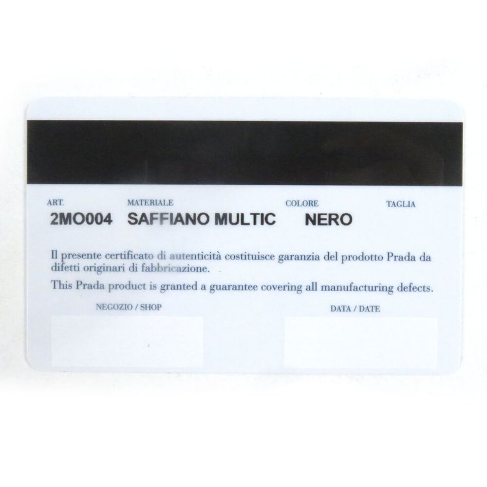 Prada 2 Mo004 Logo Plate Saffiano Martic Leather Bifold Card Case Billfold Nero - Picture 9 of 9